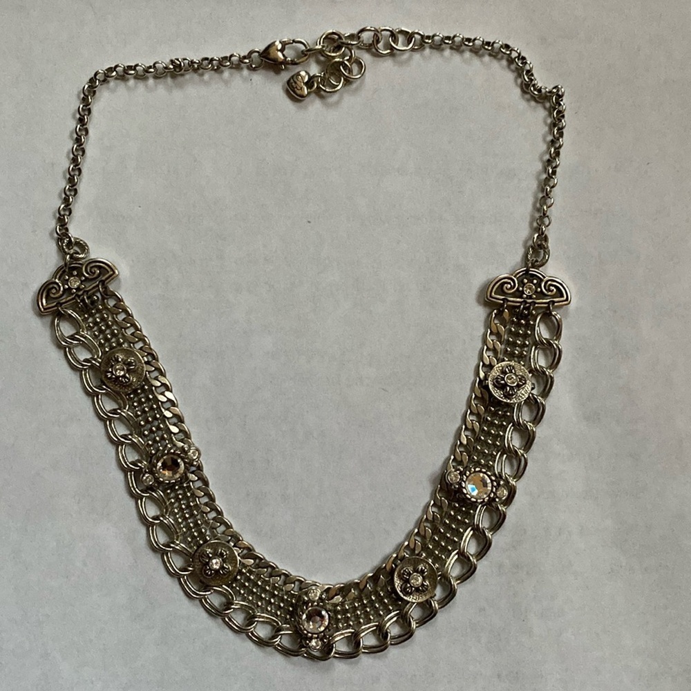 Brighton vintage Crystal‎ Luxe silver and Swarovski crystal bib collar necklace